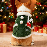 TIEEI Pet Christmas Costumes Dog Xsmas Tree Clothes Pet Christmas Party Apparel Soft Velvet Winter Sweater Dogs Cats Outfit
