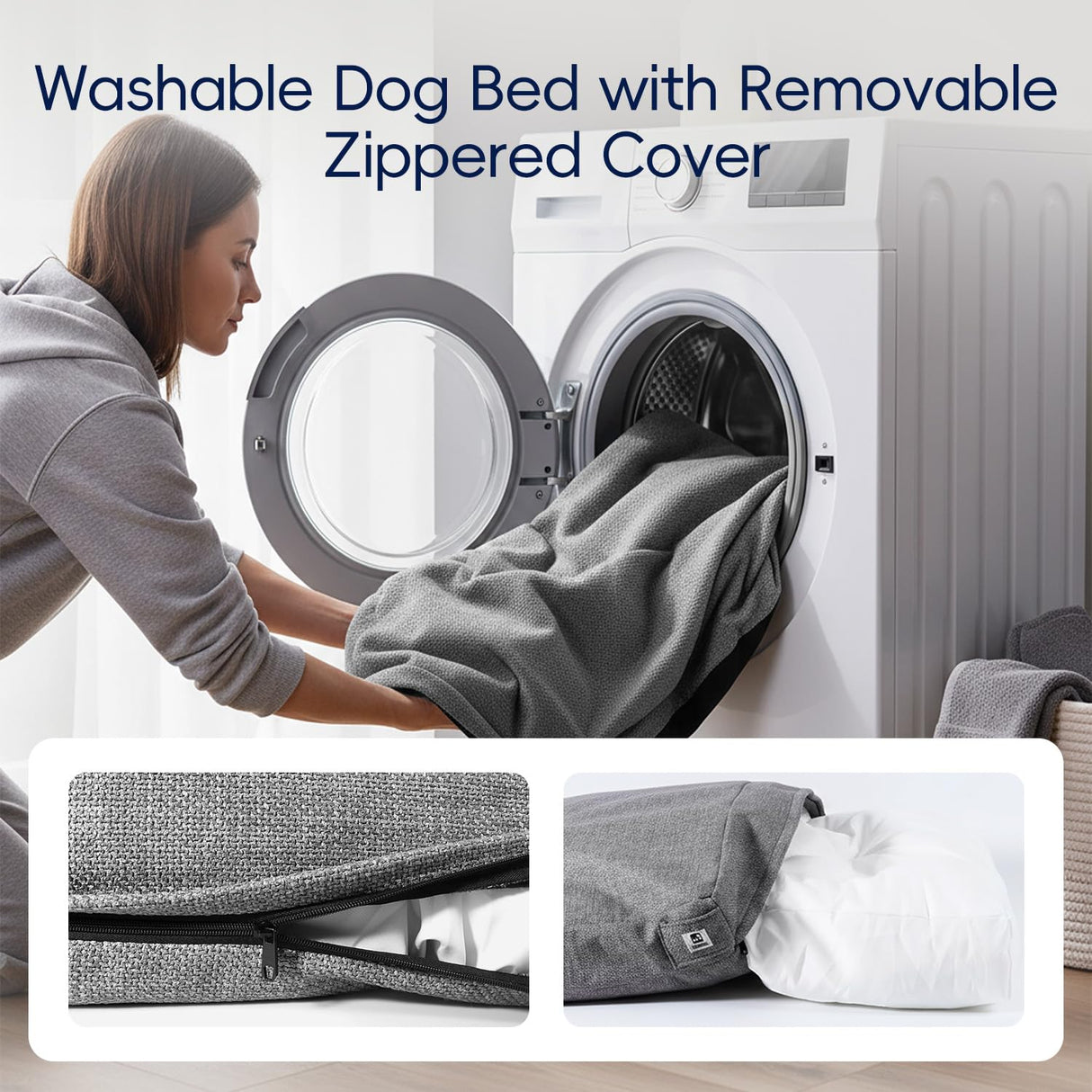 Sytopia 42 Inch Indestructible Dog Beds for Large Dogs, XL Chew Proof Dog Bed, Waterproof Pet Crate Pad with Chew-Resistant Removable Cover, Great for Indoor, Outdoor, Crate, Patio Use (Grey)