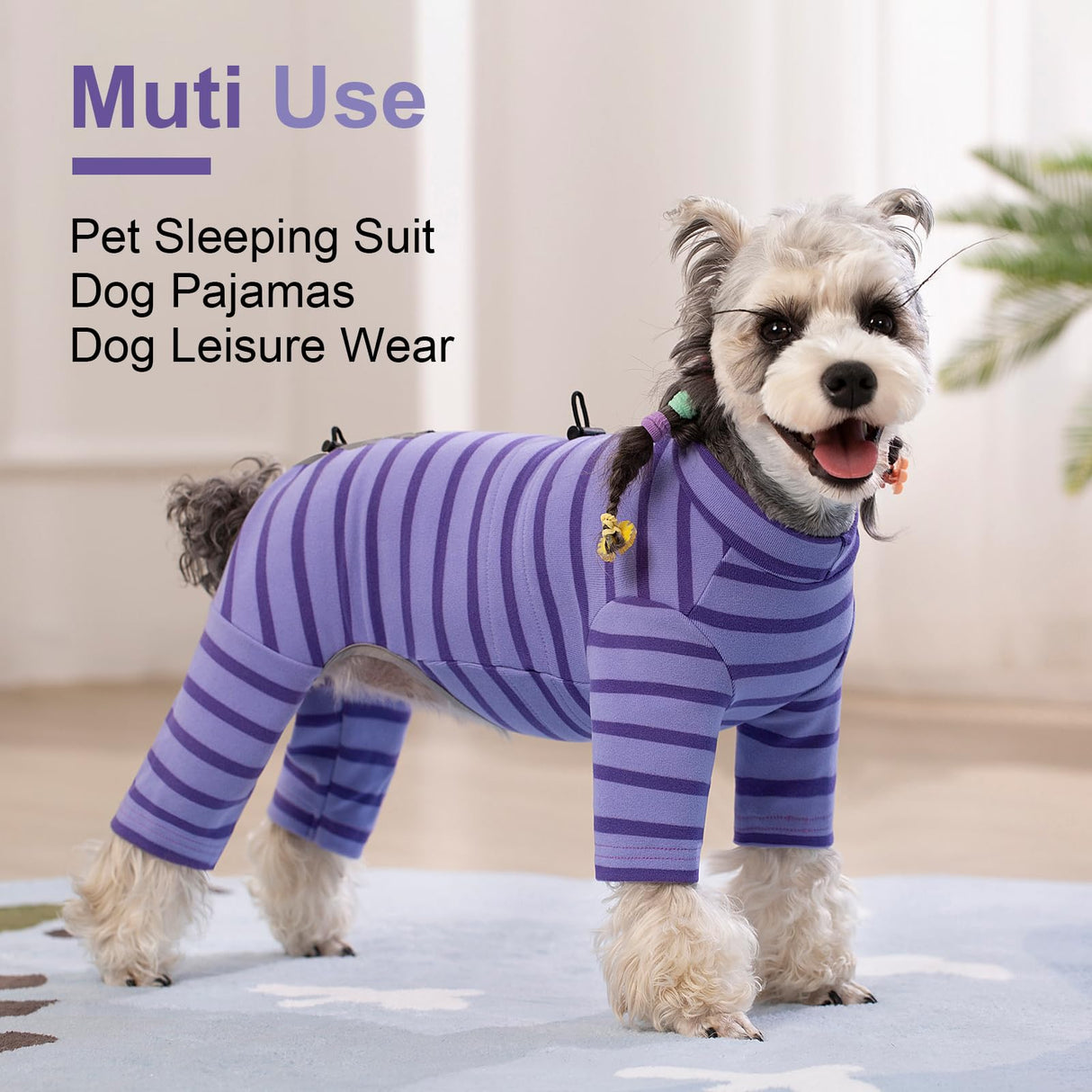 Winter Coat for Dogs - Warm Dralon Cold Weather Coat, Soft Fleece Jacket, Striped Pajamas with Drawstrings, Long Sleeves Jumpsuit Anti Hair Shedding, Reflective Onesie Clothes for Small Dogs