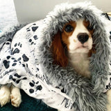 Squishy Cheeks Personalized Paw Print Dog Sherpa Blanket with Pets Name