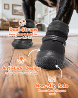 Petanims Dog Shoes for Small Dogs, Double Binding Straps Puppy Boots & Paw Protectors for Summer Hot Pavement, Winter Snow Dog Booties with Anti-Slip Rubber Soles for Beach Hardwood Floor Black Size 3