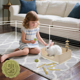 RUBYHOME Oversize Rabbit Litter Box with Drawer, Corner Toilet Box with Grate Potty Trainer, Bigger Pet Pan for Adult Guinea Pigs, Chinchilla, Ferret, Galesaur, Small Animals, 16.9 inch Long (White)