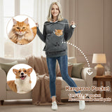 FENBEN Womens Pet Carrier Shirts Kitten Puppy Holder Animal Pouch Hood Sweatshirt Pouch Hoodie (Grey,XL)