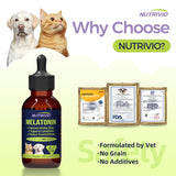 Nutrivio Liquid Melatonin for Dogs and Cats, Cat Melatonin, Dog Sleep Aid, Dog Anxiety Relief, Calming Behavior in Pets, Helps Restful Sleep, Small & Large Dogs, Bacon Flavor (60ml)