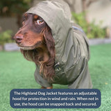 DJANGO Highland Dog Jacket & Raincoat – Water-Repellent, Lined Dog Coat with Hood, Adjustable Fit & Harness Hole – Lightweight Rain & Wind Jacket for Small & Medium Dogs up to 30 lbs (Red, Medium)