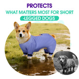 OUOBOB Waterproof Dog Bodysuit for Large Dogs, Dirt Guard Dog Jacket for Muddy Walks & Wet Weather, Lightweight Bodysuit for Belly Protection for Shiba Inu, Shelties, Bulldogs - L