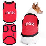 Parisian Pet Boss Dog Shirt – 100% Cotton Red Shirts for Large Dogs – Sleeveless Puppy Clothes – Lightweight Dog Apparel – Breathable and Soft Dogs Clothes - Stretchy Pet T Shirts