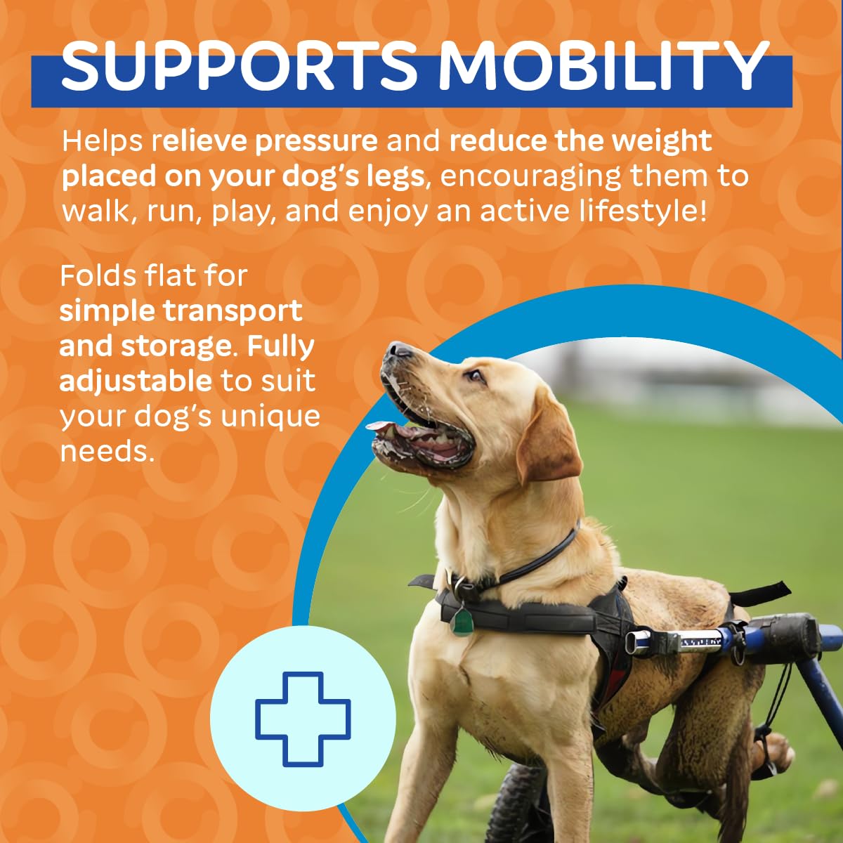 Walkin' Wheels Dog Wheelchair - for Med/Large Dogs 50-69 lbs - Veterinarian Approved - Dog Wheelchair for Back Legs