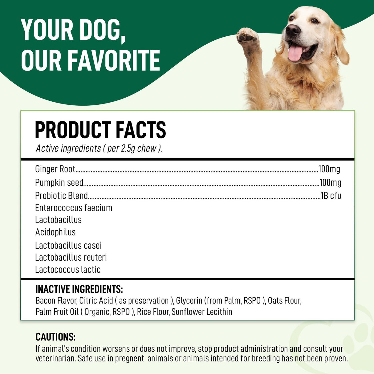 My Dog Sanctuary Probiotics for Dogs 120 Chews - Digestive Enzymes & Gut Health Support with Pumpkin Seed, Ginger Root – Dog Probiotics for Diarrhea, Bowel & Immune Support - Bacon Flavor, Soft Chews