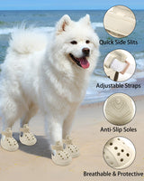 FDIDY Dog Boots for Hot Pavement & Snow – Waterproof Non-Slip Dog Shoes with Reflective Straps, Adjustable Easy-On Pet Booties for Small Medium Large Dogs, Outdoor Paw Protection, 4Pcs