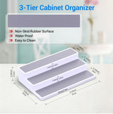 3 Tier Spice Rack Organizer for Cabinet, 3 Pack Non-Slip Spice Rack Shelf Organizer, Holds 24+ Jars, Plastic Spice Organizer for Cabinet, Pantry & Kitchen Countertop, White