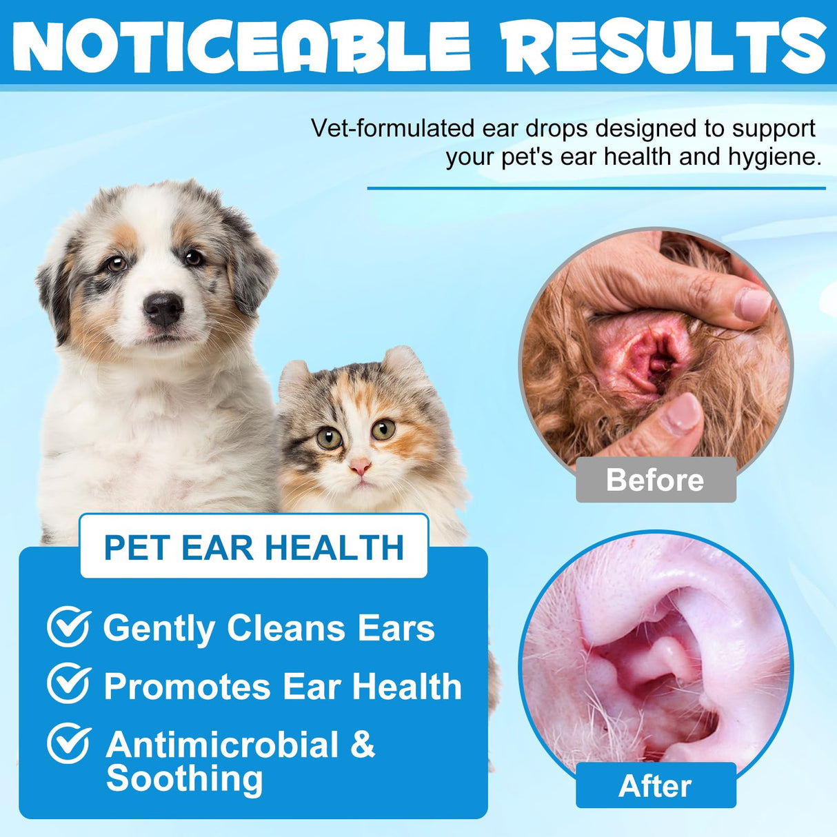 Dog & Cat Ear Infection Treatment Drop with 1% Hydrocortisone for Dog Yeast Ear Infections, Soothes Itchy Ears, Prevents Infections, Safe for Puppies, Adult, Ear Drops for Dogs & Cats 2 fl oz.