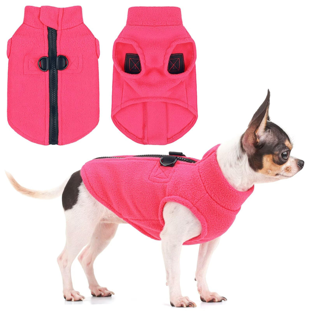Soft & Comfortable Dog Jacket – Cozy Zip-Up Sweater Vest with Leash Hook, Easy-On Pet Coat for Walks, Outdoor Play, and Everyday Adventures. Pink XL