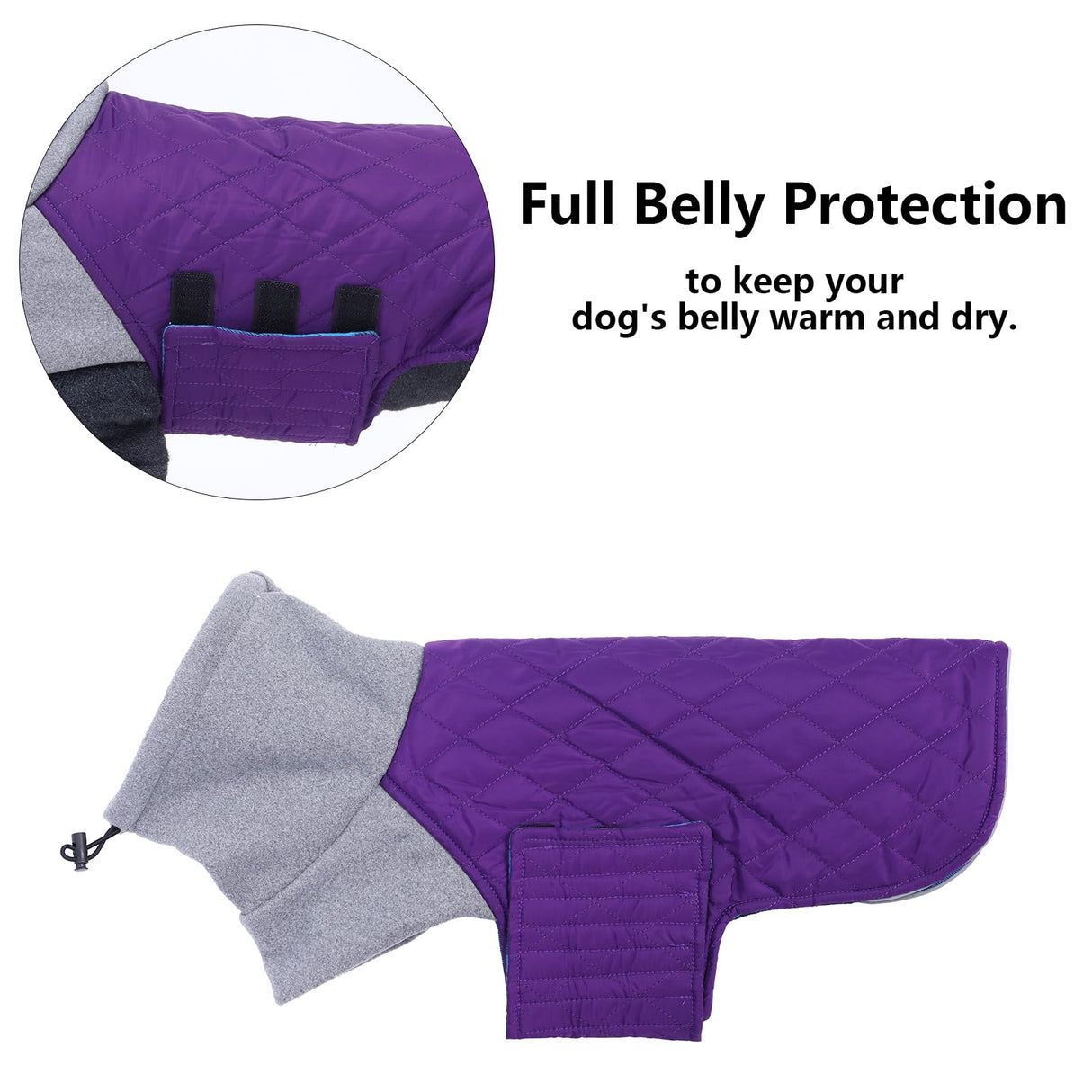 Geyecete Dachshund Coat,Dachshund Winter Coat,Warm Waterproof Windproof, High Neckine String Holes Miniature Dachshund Jacket for Small Dog-Purple-L