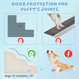 Mesa Lemon Dog Stairs & Steps for High Beds, 2 Steps High Density Foam Waterproof Dog Ramp for Small Dogs and Cats, Pet Stairs with Washable Cover for Bed, Couch, Sofa and Car, Beige (H: 11.8")