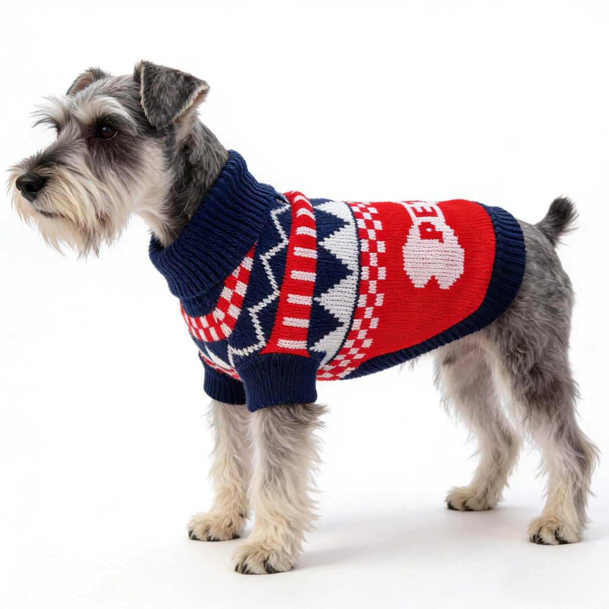 Small Dog Cold Weather Sweaters – Warm Knit Turtlenecks, Cozy Pet Pullovers Dog Clothes with Leash Hole for Chihuahua Bulldog Pug Beagles (Red/Navy, X-Large)