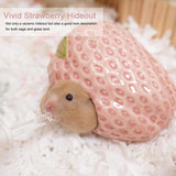 Zhilishu Ceramic Hamster Hideout, Strawberry Hamster House and Habitat, Syrian Hamster Hideout Decor Cool Bed for All Season Gerbil, Mice Guinea Pig