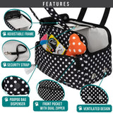 PetAmi Small Dog Purse Carrier, Soft-Sided Pet Carrier Bag with Pockets, Portable Puppy Cat Travel Handbag Tote, Airline Approved Breathable Mesh, Poop Bag Dispenser, Max 18 lbs, Polka Dot Black