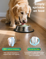 Koite Dog Teeth Cleaning Powder 100g Mint Fights Plaque & Tartar Freshens Breath All-Natural Ingredients for Dogs of All Breeds and Ages Easy to Use Dog Dental Powder E