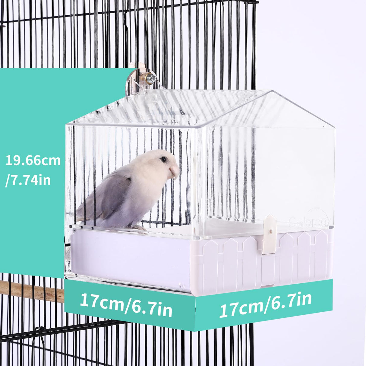 Colorday Bird Bath for Cage, Parrot Bath for Small to Medium Birds, Cockatiels, Parakeets, Budgie, Quaker, Conure, Lovebirds, Finches(6.7X6.7X7.74 inch)