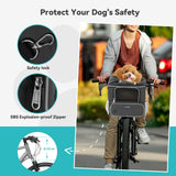 DAISTERN Dog Bike Basket for Small Dogs up to 10lbs, Foldable Pet Carrier with Safety Leash, Mesh Windows, Storage Pockets, Handlebar Quick Release, Backpack & Car Seat Function Grey