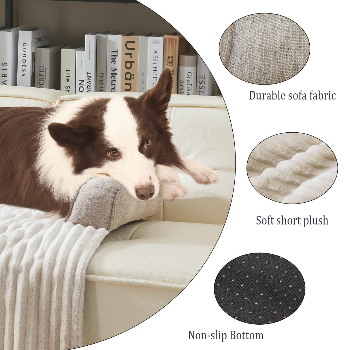 WINDRACING Luxury Dog Couch Bed, Washable Calming Dog Couch Cover, Couch Protector for Dogs, Waterproof Sofa Bed, Pet Bed Mats for Sofa, Pet Sofa Covers (Beige X-Large 45x37x5.5 inch