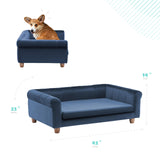CRITTER SITTERS 42-in. Elegant Navy Faux-Velvet Rectangular Dog Sofa for Medium and Large Dogs, Elevated Plush Dog Couch