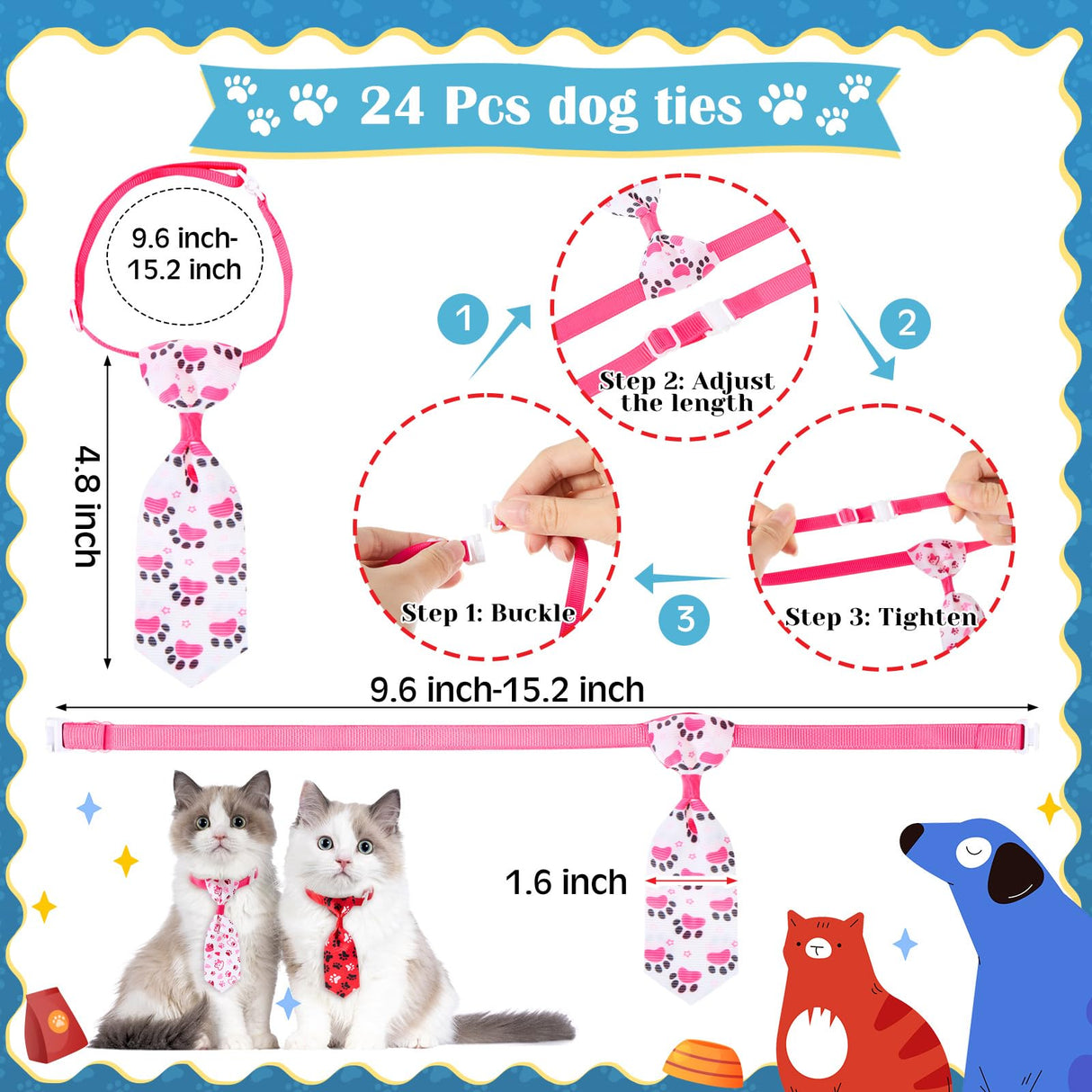 Bunnycool 72 Pcs Dog Bandanas Tie Set Cute Bulks Pet Scarves with Paw Cat Pattern Adjustable Cute Dog Triangle Scarfs Neck Ties for Holiday Birthday Accessories
