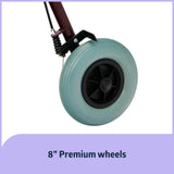 Medline Bariatric Heavy Duty Steel Rollator Supports up to 500 lbs, Strong, Comfortable Rolling Walker with 8 inch Wheels