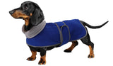 Geyecete Dachshund Sweaters for Dachshunds - Winter Coat with Padded Fleece Lining and High Collar - Dog Snowsuit with Adjustable Bands - Blue - M