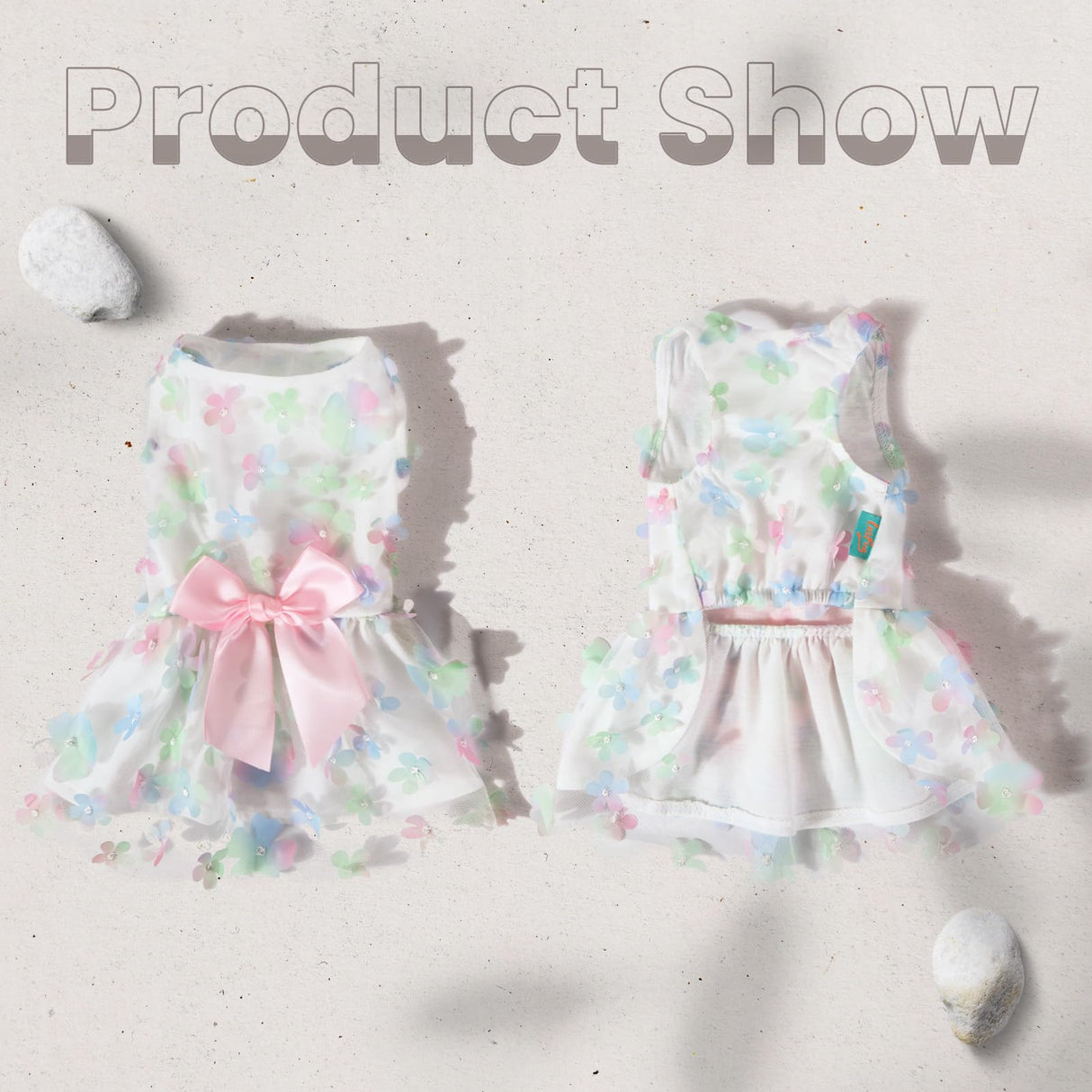 Laifug Dog Dress Puppy Print Princess Dog Dress Cute Party Wear (White, S)