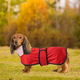 Dachshund Raincoat Weiner Dog Clothes Corgi rain Coat Jacket Hook Loop Closure Great for Dachshund Weiner Corgi Long Back Breeds Red S