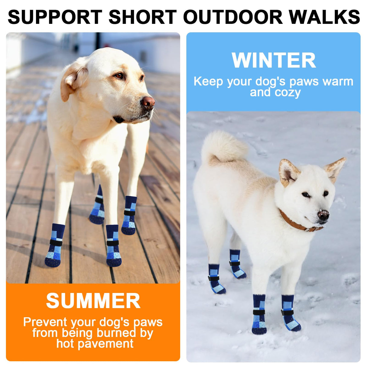 BEAUTYZOO Non Slip Dog Socks to Prevent Licking Paws, Dog Shoes Booties for Hardwood Floors Anti Slip-Thick Grip Works Even When Twisted-Paw Protector for Cold Pavement Small Medium Large Senior Dogs
