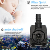 alizzy 400GPH 25W Submersible Water Pump, Auto Shut-off Water Fountain Pump with 6.5ft. High Lift and 4.92 ft Tubing for Fountain, Aquarium, Hydroponic, Pond, Fish Tank, Pet Fountain, Water Feature