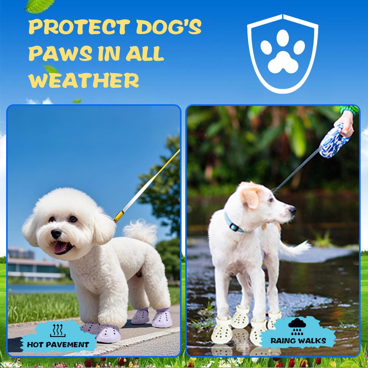 BoxxBerk Dog Shoes for Hot Pavement,Waterproof Dog Shoes for Small Medium Dogs,Breathable Non-Slip Dog Boots Paw Protectors with Rubber Soles,Dog Booties for Beach and Snow (Black, Large)