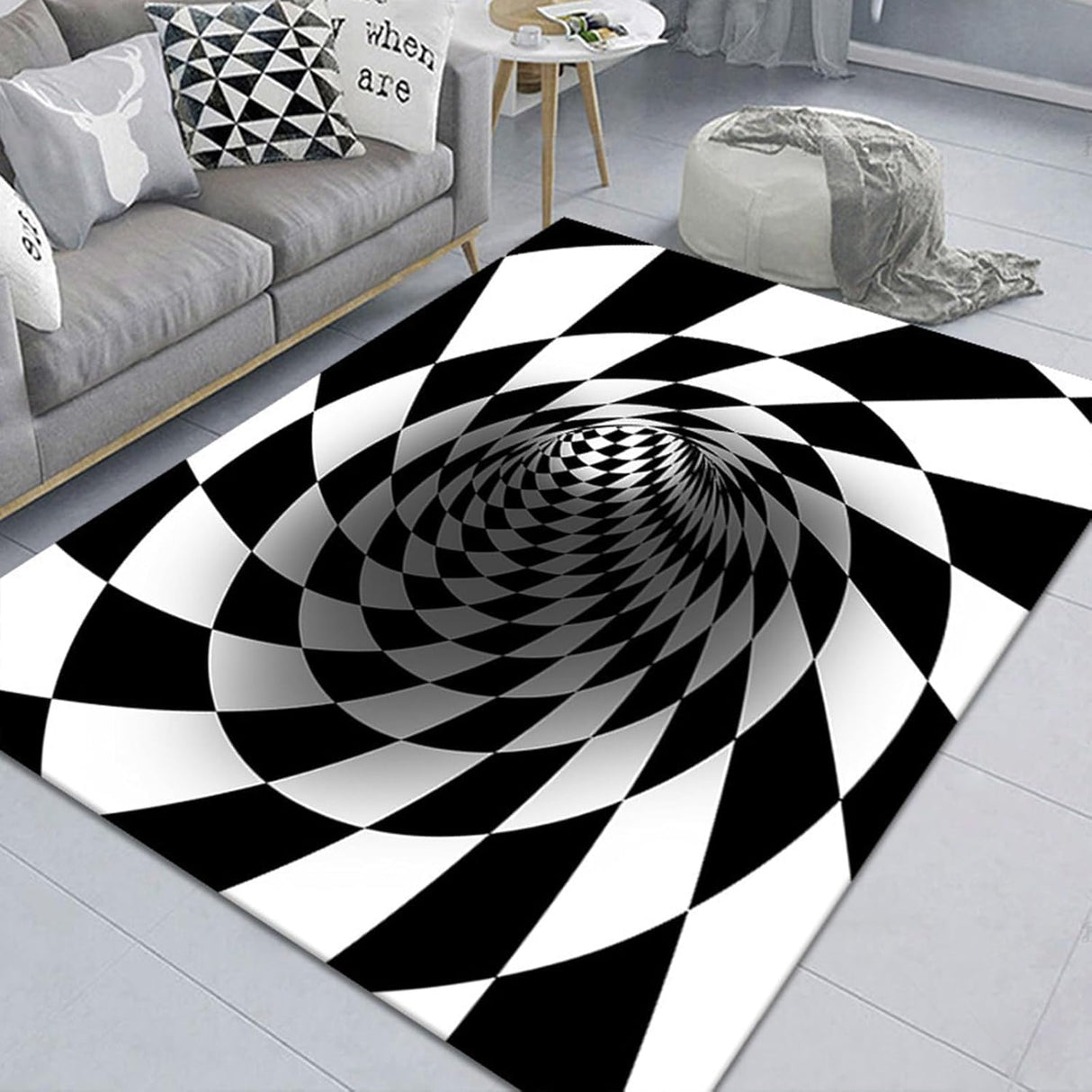 3D Optical Illusion Rug, Get Scared, Rug That Looks Like a Hole, Rugs Optical Illusion, As Test & Game with Your Cat or Dog (C-23.6x35.4in)