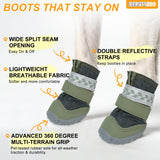 BEAUTYZOO Waterproof Dog Shoes for Winter Cold Weather, Anti Slip Dog Boots for Medium Large Senior Dogs, Breathable Dog Booties and Paw Protectors to Prevent Licking, 4PCS Doggie Hiking Boots