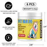 DOTUHAO Dog Hair Dye, 6 Color Pet Hair Dye, Pet Safe Dye, Dog Hair Coloring Agent, Fashionable DIY Pet Grooming Easy to Use Pet Hairs Dye Permanent for Pets Grooming (6 colors, 3.5 fl oz / 100 ml)