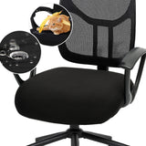 DIVA EN CAMINO DEC Water-Resistant Stretchable Desk Office Chair Seat Cushion Covers - Universal Spandex Computer Chair Slipcover - Removable Washable Cushion Protectors for Dogs, Cats, Black