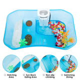Turtle Tank with Multi-Function Areas, Easy Assembly, Ideal for Small Turtles & Reptiles, Includes Plastic Tree & Fishing Net