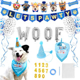 Zaabaazina Dog Party Supplies - Blue Dog Bandana, Birthday Hat, Banner, Balloons for PAWTY & WOOF Decorations