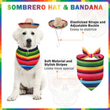 SCENEREAL Mexican Serape Dog Costume, Dog Sombrero Hat Pet Bandana Poncho Costume, Stitch Funny Dogs Colthes with Cowboy Hat for Small Medium Dogs, Chihuahua Clothes for Halloween Party Decorations