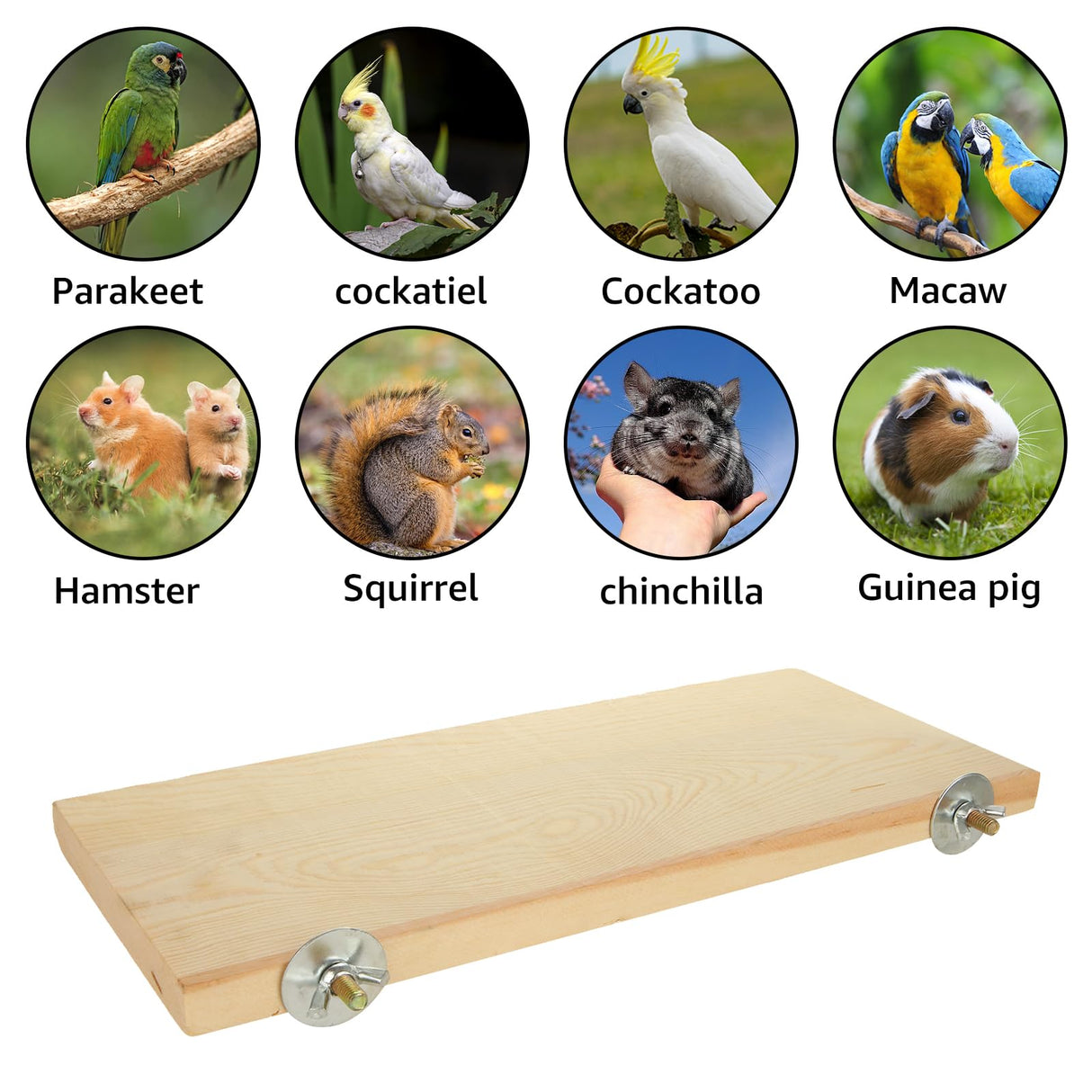 Oungy 4 Pack Bird Perch Stand 12.4×5.3 Inch Parrot Wood Platform Rectangle Wood Perch Stand Board Shelf for Parrots Birds Budgie Parakeet Cockatiel Hamster Chinchilla Gerbil