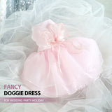 UOSIA Summer Dog Wedding Dress Girl Pink Puppy Dresses for Small Dogs Fashion Sweet Cat Valentines Princess Tulle Tutu Skirt for Pet Formal Clothes XS