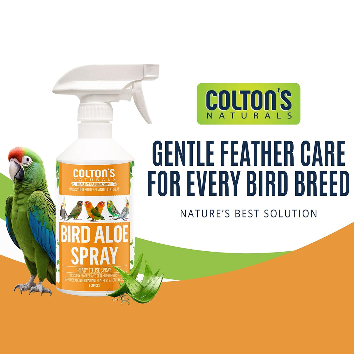 Bird Aloe Vera Spray – Soft Feathers Conditioner & Skin Moisturizer -16 OZ- for Parrots, Cockatiels, Conures & All Birds – Natural Aloe Mist for Molting Relief, Sooths Itchy Dry Skin Feather Plucking