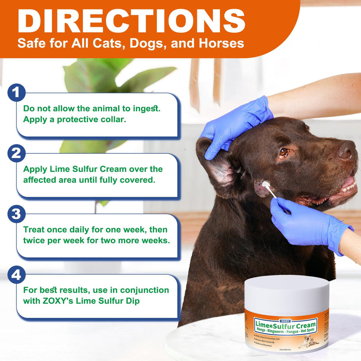 Netrca Lime Sulfur Cream, Mange Treatment Dogs, Ringworm Treatment for Cats & Dogs, Soothes Itchy, Dry, Inflamed Skin, Promotes Hair Regrowth, Low Odor, No Rinse Needed, 2oz