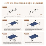 STARLATTA Elevated Dog Bed for Large Dogs, Washable Raised Cot with Skid-Resistant Feet, Waterproof Cooling Dog Beds with Oxford Cloth, Indoor/Outdoor Use, Blue 50in