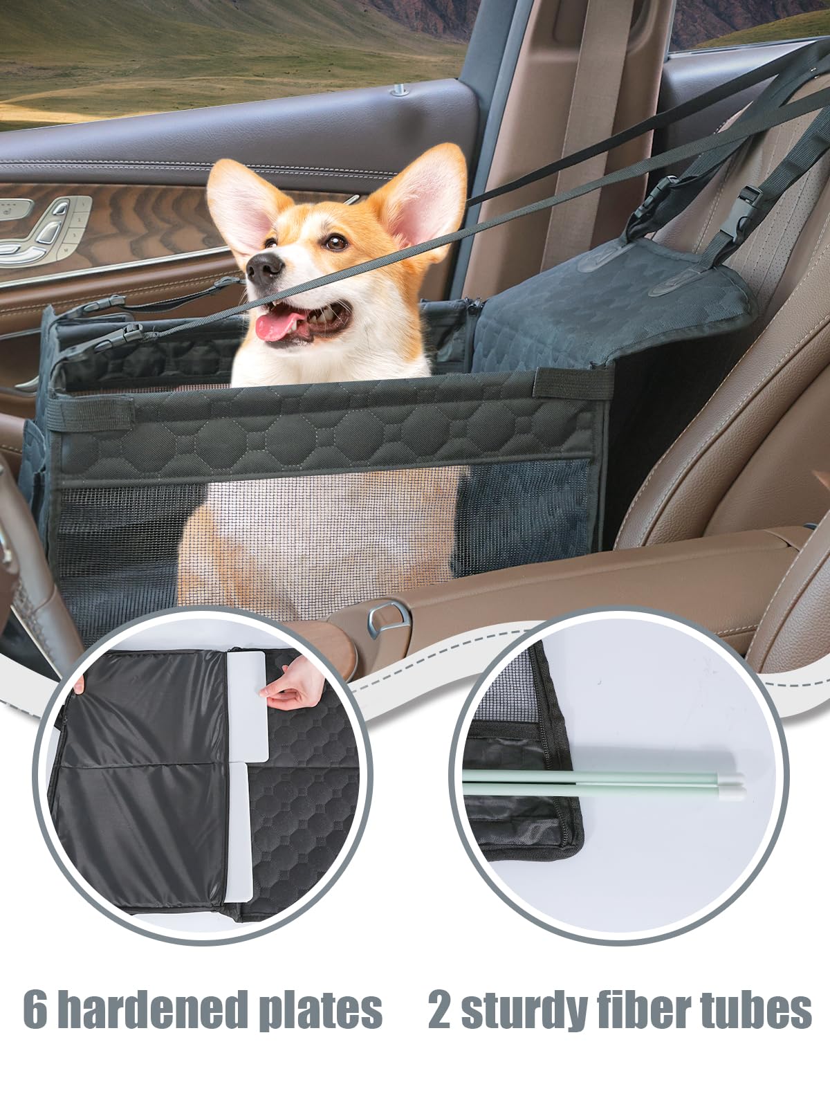 Dog Car Seat for Small and Medium Dogs,Waterproof Fabric with Breathable Mesh&Adjustable Dog Seat Belt for Car,Dog Bed for Back Seat Up to 30 LB-Small Black