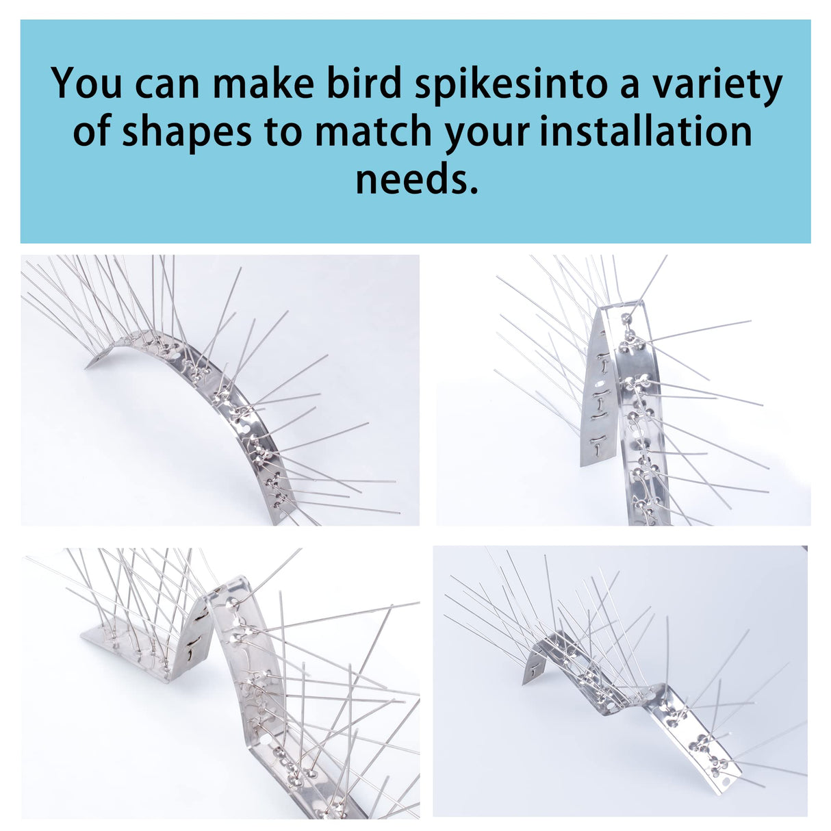 Hausse Stainless Steel Bird Spikes 17 Pack, Squirrel Small Birds Pigeons Crows and Woodpeckers Deterrent Devices Bird Repellent Spikes, Assemble Easily Covers 17 Feet for Outdoor Wall Fence