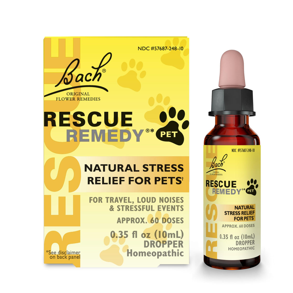 Rescue Remedy Pet Dropper - 10mL - Stress & Tension Support for Dogs & Cats with Bach Natural Flower Essences - Sedative-Free, Homeopathic Liquid Formula - For All Breeds, Ages & Weights